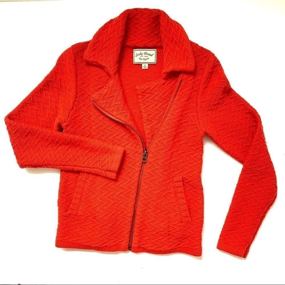 Lucky Brand Jaquard Moto Sweater Jacket - Picture 2 of 14